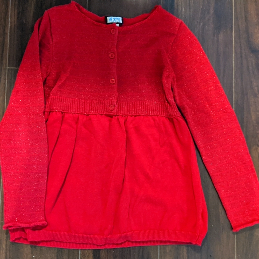 Girls red sparkly cardigan for Christmas size M 7/ 8